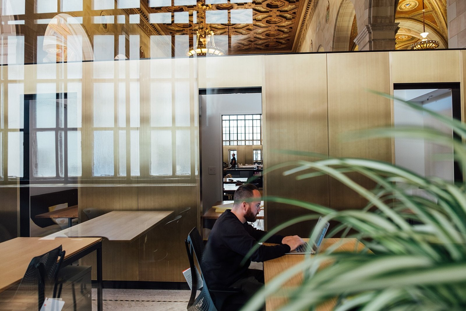 Open office with people working at desks