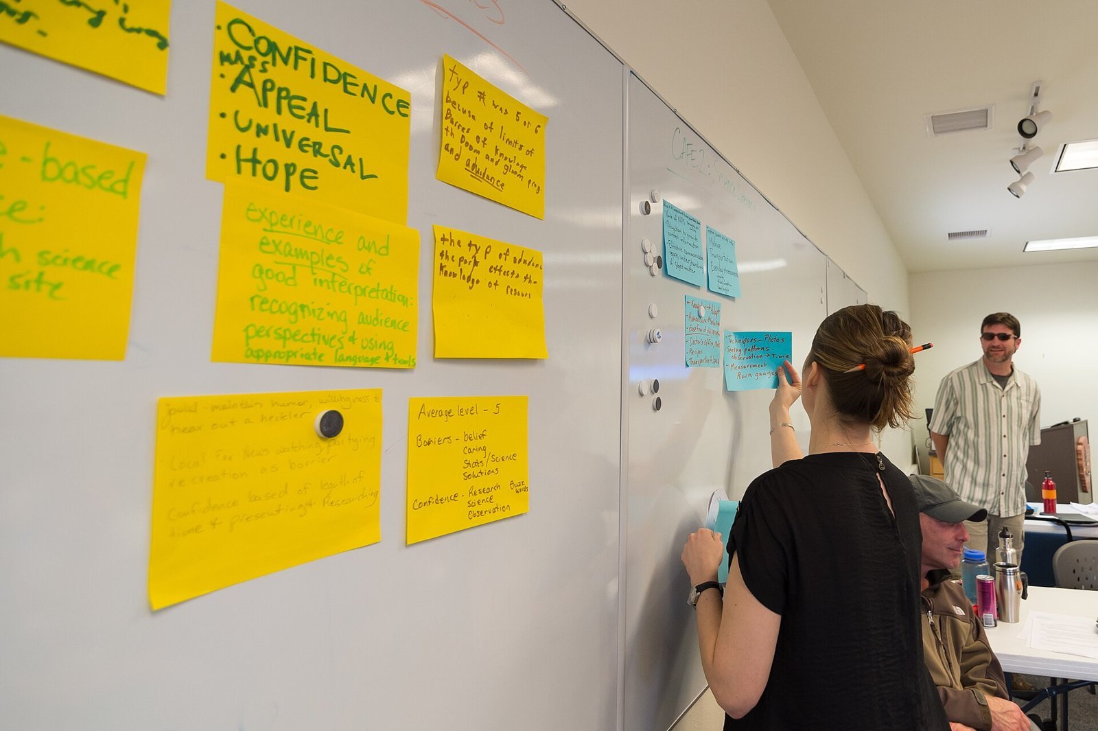 Sticky notes on a whiteboard during planning