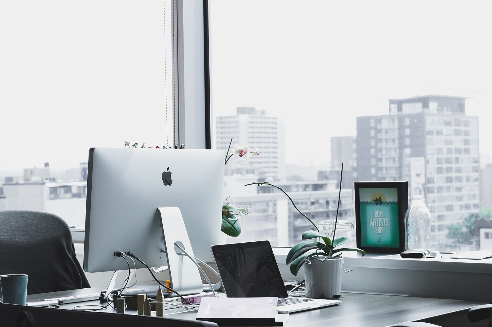 Office desk with computer