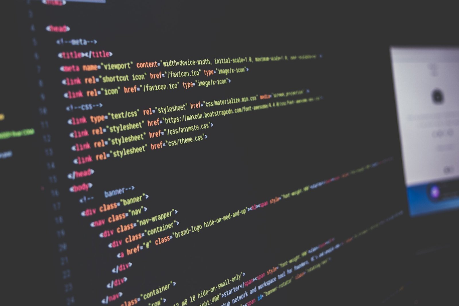 Lines of code on a computer screen